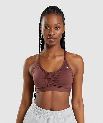 Gymshark Ruched Ženske Sportski Grudnjak Roze Smeđe | HR 3406DFM